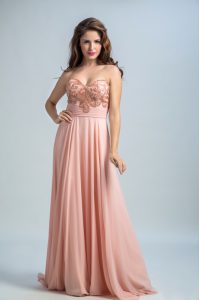 Nice With Train Baby Pink Prom Evening Gown Sweetheart Sleeveless Brush Train Zipper