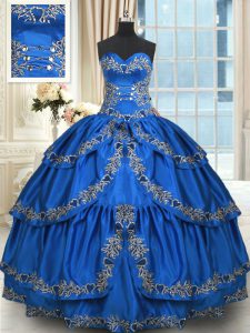 Ruffled Floor Length Ball Gowns Sleeveless Blue 15th Birthday Dress Lace Up