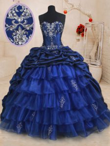 Cute Organza and Taffeta Sleeveless With Train 15 Quinceanera Dress Brush Train and Beading and Ruffled Layers and Pick 