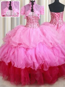 Sleeveless Ruffles and Sequins Lace Up Vestidos de Quinceanera