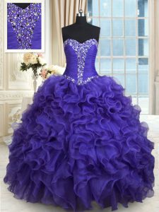 Great Floor Length Ball Gowns Sleeveless Purple Sweet 16 Quinceanera Dress Lace Up
