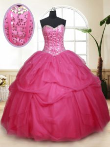 Tulle Sleeveless Floor Length Quinceanera Dress and Beading and Ruffles and Sequins
