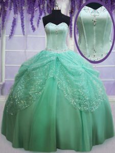 Glamorous Tulle Sleeveless Floor Length Vestidos de Quinceanera and Beading and Sequins