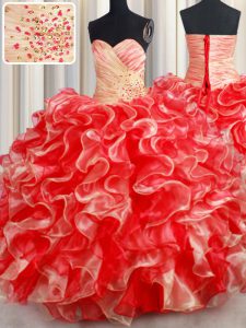 Dazzling Multi-color Quinceanera Gowns Military Ball and Sweet 16 and Quinceanera and For with Beading and Ruffles Sweet