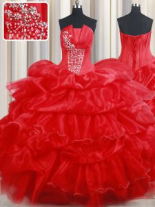 Sleeveless Lace Up Floor Length Beading and Pick Ups Quinceanera Gown