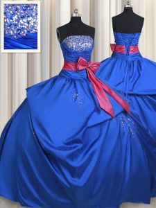 Floor Length Ball Gowns Sleeveless Blue Sweet 16 Quinceanera Dress Lace Up