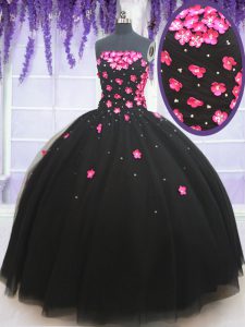 Exceptional Tulle Sleeveless Floor Length Sweet 16 Dresses and Beading and Appliques