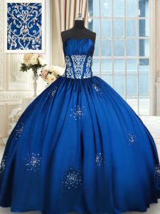 Deluxe Sleeveless Lace Up Floor Length Beading Quinceanera Dress