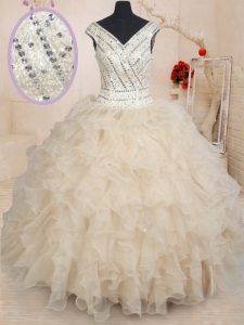 Amazing Champagne Vestidos de Quinceanera Military Ball and Sweet 16 and Quinceanera and For with Beading and Ruffles an