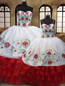 Custom Design Sleeveless Lace Up Floor Length Embroidery and Ruffled Layers Sweet 16 Dress