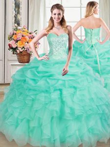Colorful Sleeveless Beading and Ruffles and Pick Ups Lace Up Sweet 16 Dress