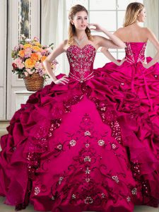 Wonderful Organza and Taffeta Sleeveless Floor Length Quinceanera Gown and Beading and Embroidery and Pick Ups
