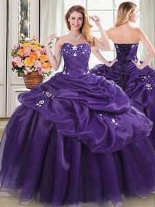 Sleeveless Lace Up Floor Length Appliques and Pick Ups Sweet 16 Dresses