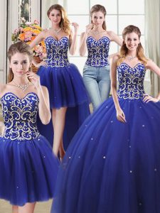 Four Piece Sleeveless Beading Lace Up Quinceanera Dresses