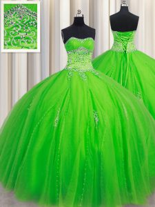 Exquisite Sleeveless Tulle Lace Up Vestidos de Quinceanera for Military Ball and Sweet 16 and Quinceanera