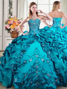 Captivating Teal Quinceanera Dresses Military Ball and Sweet 16 and Quinceanera and For with Beading and Embroidery and 