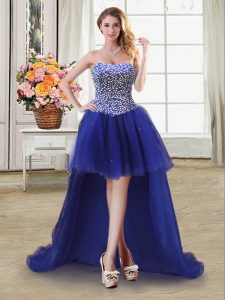 Clearance Sweetheart Sleeveless Lace Up Prom Gown Royal Blue Tulle