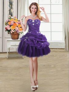 Free and Easy Pick Ups Ball Gowns Prom Dress Purple Sweetheart Organza Sleeveless Mini Length Lace Up