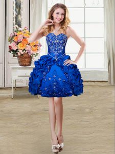 Glittering Royal Blue Sweetheart Neckline Beading and Embroidery and Pick Ups Prom Party Dress Sleeveless Lace Up
