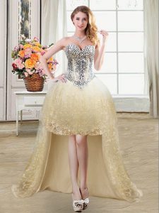 Sweetheart Sleeveless Lace Up Champagne Tulle and Lace