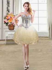 Sleeveless Beading and Lace and Sequins Lace Up Homecoming Dress