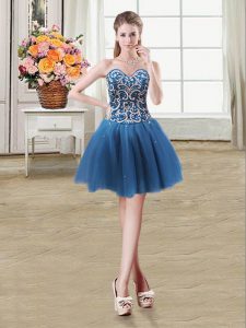 Exceptional Teal Sweetheart Neckline Beading and Sequins Prom Party Dress Sleeveless Lace Up