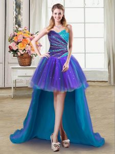 Extravagant Multi-color Sweetheart Neckline Beading and Ruffles Homecoming Dress Sleeveless Lace Up