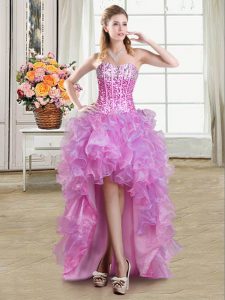 Multi-color Prom Dress Prom and Party and For with Ruffles and Sequins Sweetheart Sleeveless Lace Up