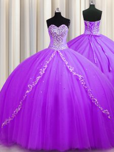 Best Selling Sleeveless Sweep Train Lace Up Beading Quinceanera Dresses