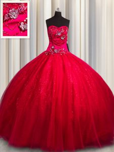 Super Sequined Sleeveless Lace Up Floor Length Beading and Appliques Sweet 16 Dress