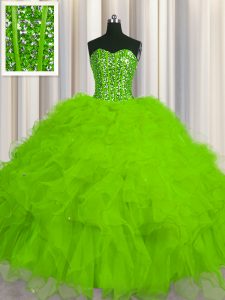 Fitting Visible Boning Floor Length Lace Up Ball Gown Prom Dress for Military Ball and Sweet 16 and Quinceanera with Bea