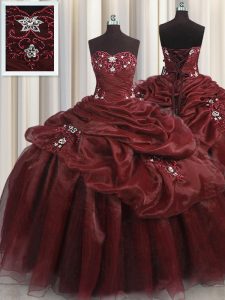 Adorable Sleeveless Lace Up Floor Length Beading and Appliques and Pick Ups 15 Quinceanera Dress