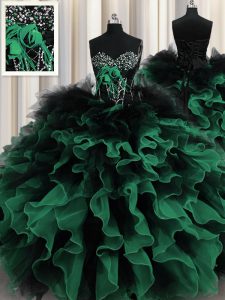 Classical Multi-color Sleeveless Organza and Tulle Lace Up 15 Quinceanera Dress for Military Ball and Sweet 16 and Quinc