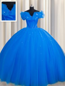 Royal Blue Sweet 16 Dresses Military Ball and Sweet 16 and Quinceanera and For with Ruching Off The Shoulder Short Sleev