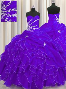 Floor Length Ball Gowns Sleeveless Purple Sweet 16 Dresses Lace Up