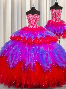 Comfortable Three Piece Visible Boning Multi-color Sweet 16 Quinceanera Dress Military Ball and Sweet 16 and Quinceanera
