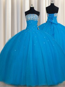 Fabulous Really Puffy Floor Length Ball Gowns Sleeveless Teal Sweet 16 Dresses Lace Up