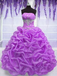 Lilac Sleeveless Beading Floor Length Sweet 16 Dresses