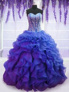 Dynamic Royal Blue 15 Quinceanera Dress Military Ball and Sweet 16 and Quinceanera and For with Beading and Ruffles Swee
