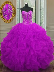 Glorious Floor Length Purple Vestidos de Quinceanera Sweetheart Sleeveless Lace Up
