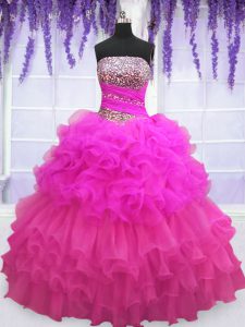 Multi-color Sweet 16 Dresses Military Ball and Sweet 16 and Quinceanera and For with Beading and Ruffled Layers and Pick