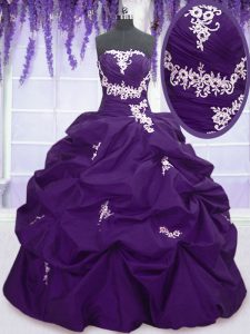 Pick Ups Sweetheart Sleeveless Lace Up Sweet 16 Dress Purple Taffeta