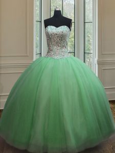 Nice Lace Up Quince Ball Gowns Beading Sleeveless Floor Length