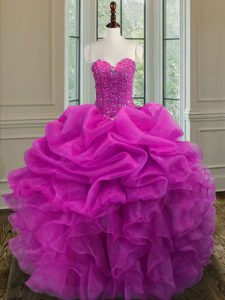 Fine Sleeveless Beading and Ruffles Lace Up Quinceanera Gowns