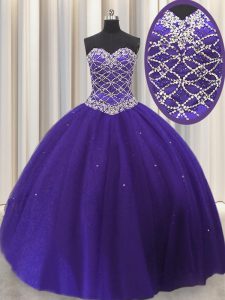 Pretty Sleeveless Beading and Sequins Lace Up Quinceanera Dress
