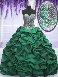 Romantic Dark Green Quinceanera Gown Military Ball and Sweet 16 and Quinceanera and For with Beading and Sequins and Pic