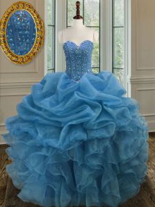 Flirting Blue Quinceanera Gowns Military Ball and Sweet 16 and Quinceanera and For with Beading and Ruffles Sweetheart S