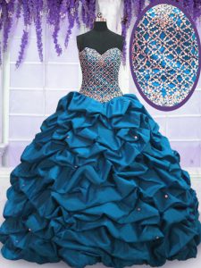 Glittering Sleeveless Beading and Sequins and Pick Ups Lace Up Quinceanera Gowns