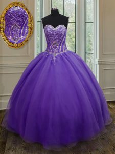 Edgy Floor Length Eggplant Purple Quinceanera Gowns Sweetheart Sleeveless Lace Up