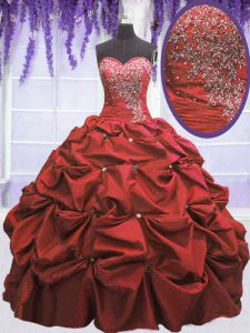 Coral Red Sleeveless Beading and Pick Ups Floor Length 15 Quinceanera Dress